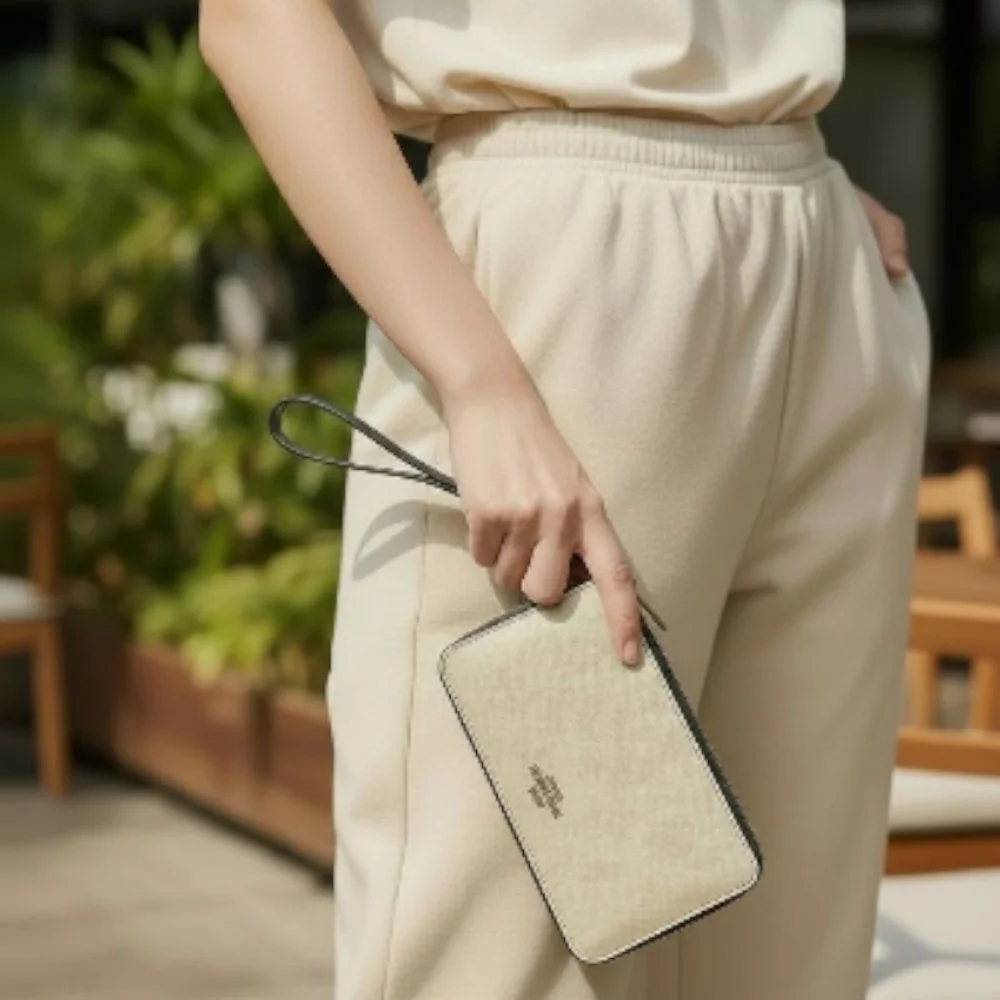 Coach Cream Wristlet Clutch